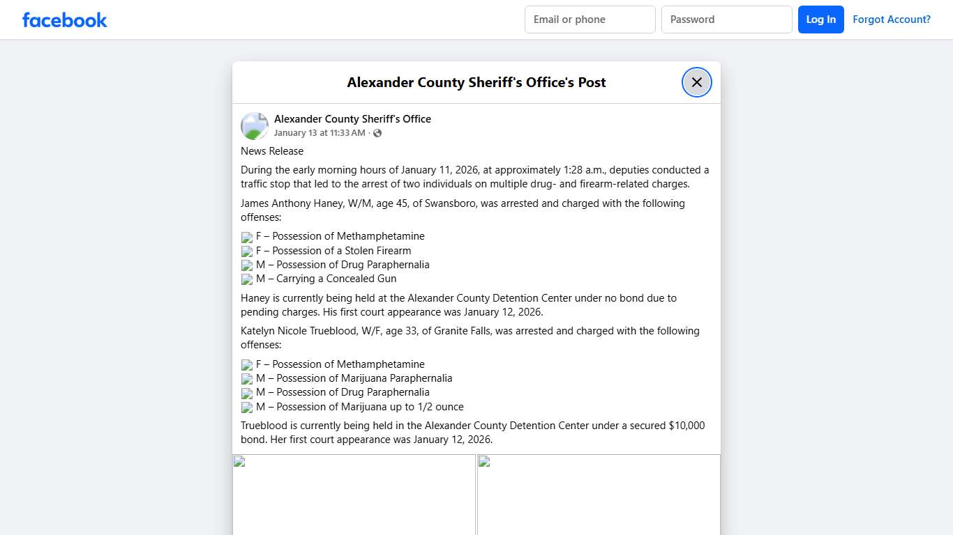 News Release During... - Alexander County Sheriff's Office Facebook