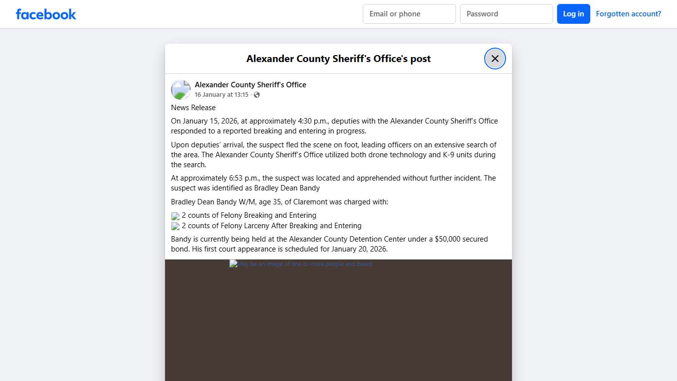 News Release On... - Alexander County Sheriff's Office Facebook